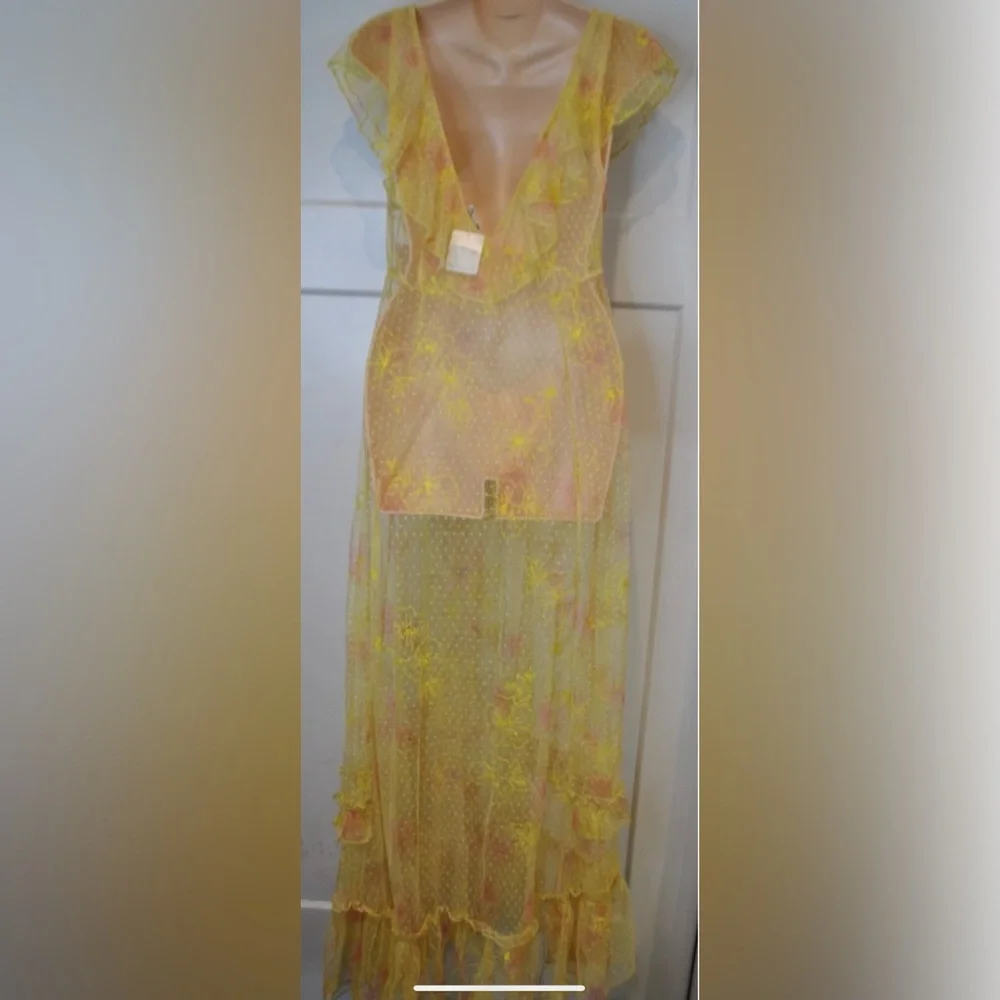FREE PEOPLE Intimately Postcard From Paris Sheer Maxi Dress size S NWT $198
